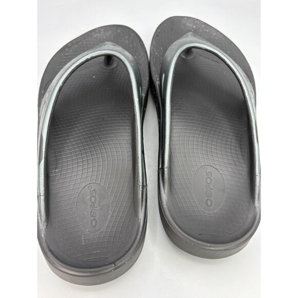 Oofos Mens Size 12 Black & Silver OOfoam Recovery Flip Flops Sandals Lightweight - Picture 5 of 9